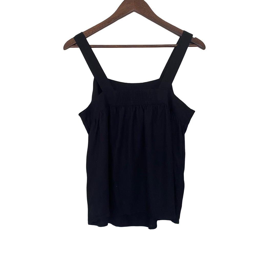 Time and Tru Black Linen Blend Tank Top Womens Medium Square Neck